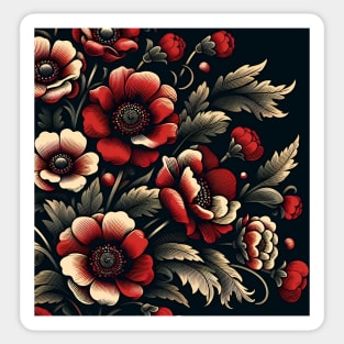 Red Floral Illustration Sticker